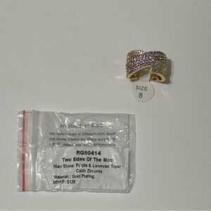 Gold Plated Ring with Purple and Lavender Cubic Zirconia